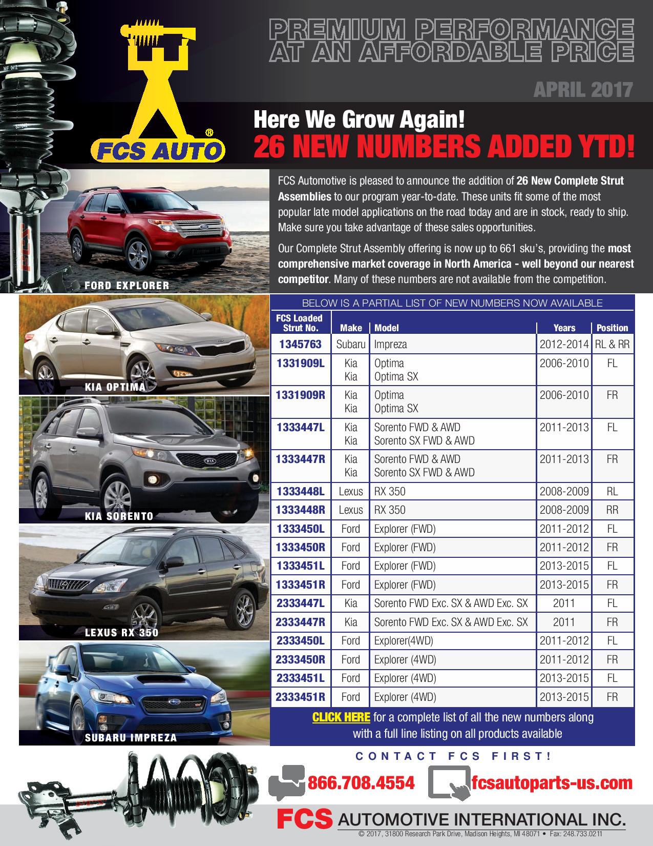 FCS Adds 26 New Complete Strut Assemblies